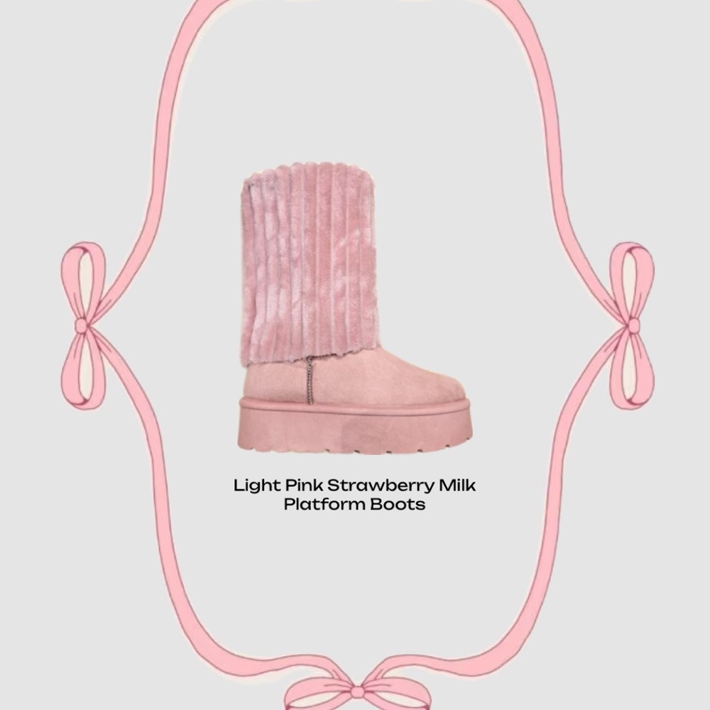 Light Pink Platform Fur Boots